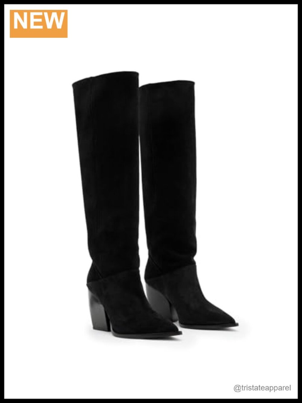 AllSaints Suede Over-the-Knee Boot Pull-On Pointed Toe
